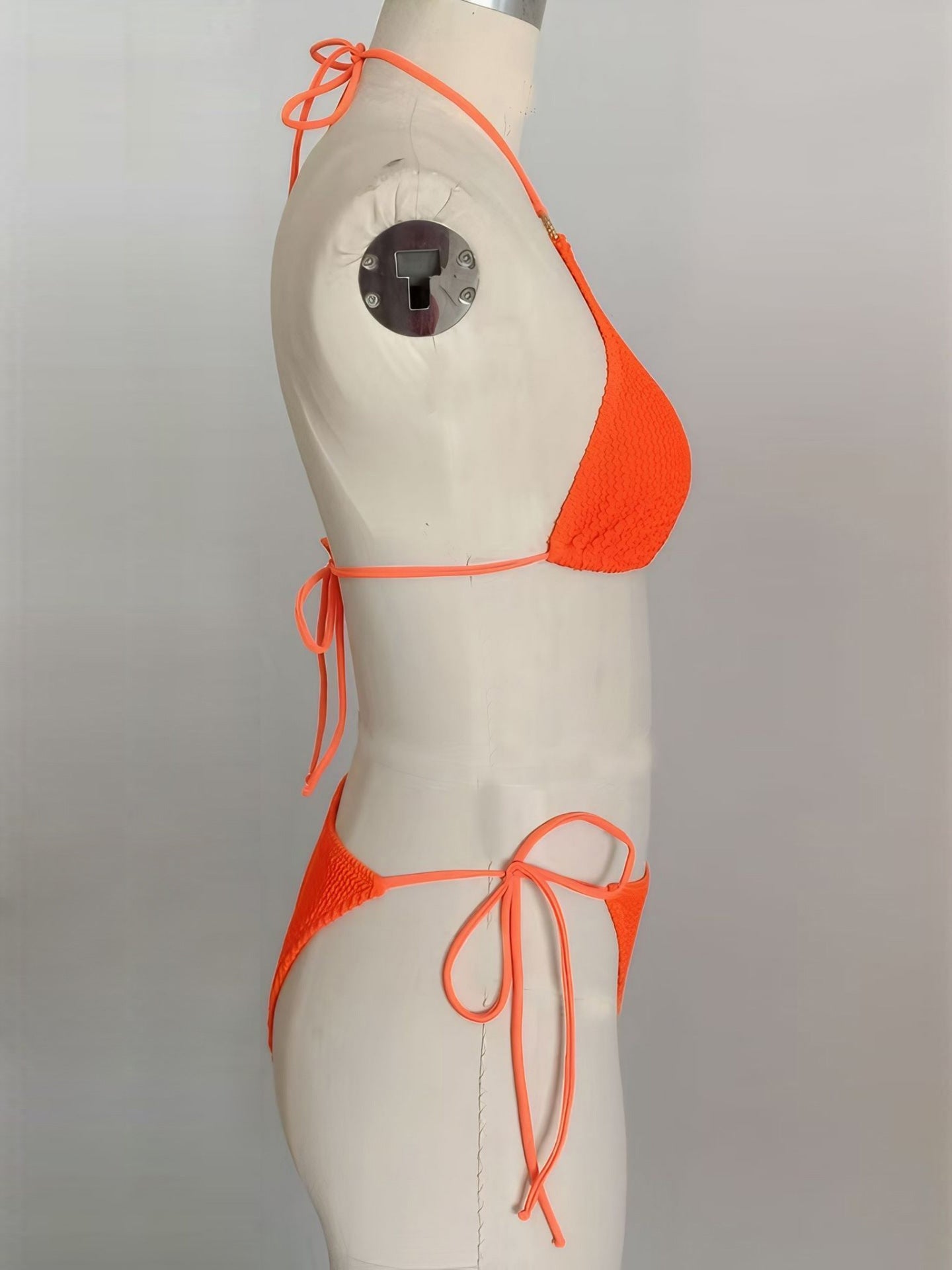 Textured Halter Tie-Side Bikini Set | Women's Beach Swimwear
