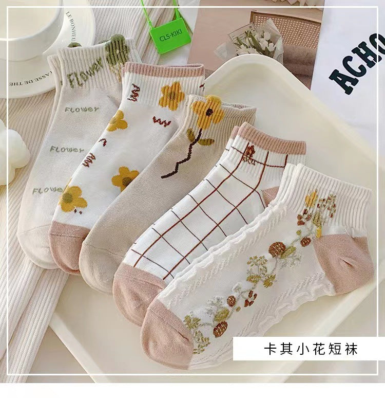 Cute Floral Ankle Socks for Women | Breathable Spring Summer Socks