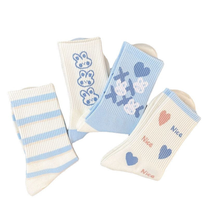 Cute Rabbit Cotton Crew Socks for Women | Casual Patterned Socks