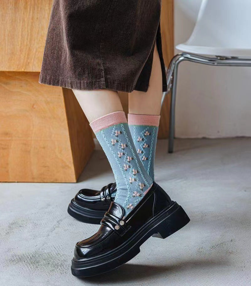 Floral Crew Socks for Women | Soft Cotton Patterned Socks