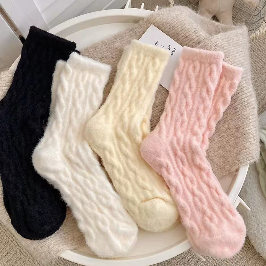 Cozy Fuzzy Crew Socks for Women | Warm Thick Winter Lounge