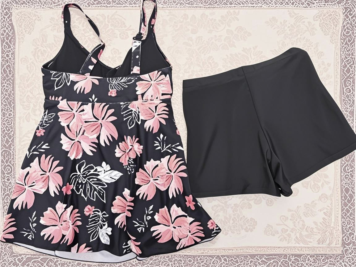 Deep V Floral Print Two-Piece Swimwear | Women's Beach Set