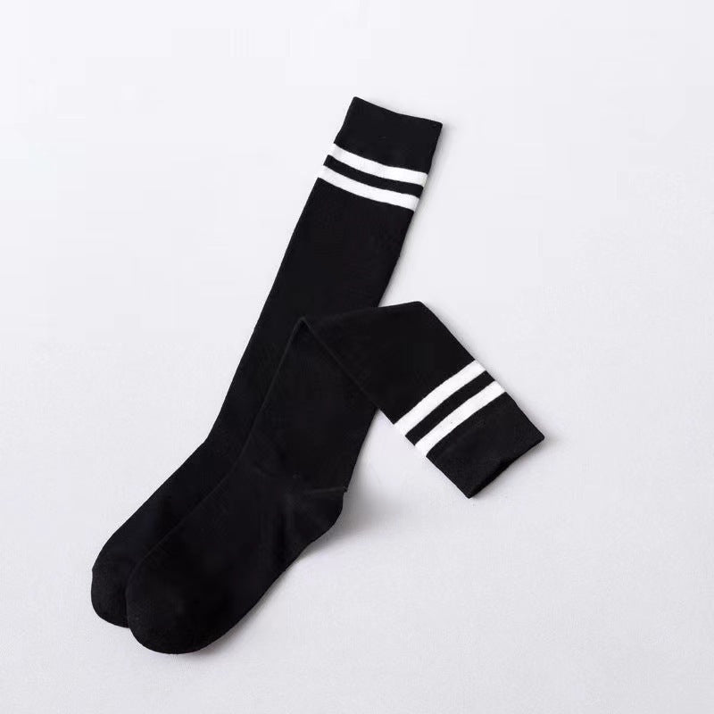 Two-Stripe Athletic Calf Socks | Breathable Cotton Retro Sports Socks