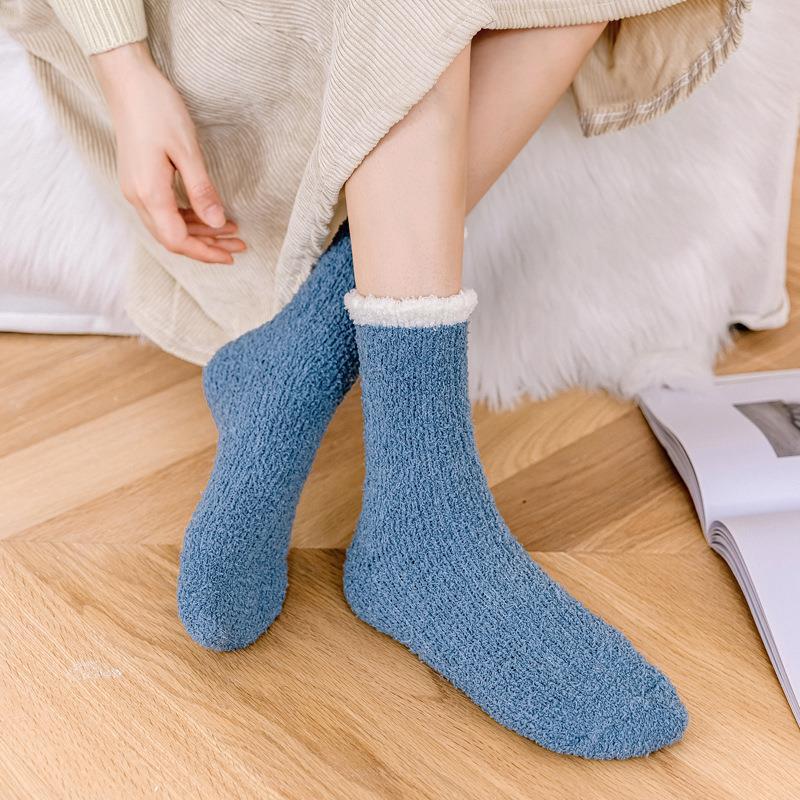 Cozy Fuzzy Coral Fleece Socks | Warm Winter Lounge Socks for Women