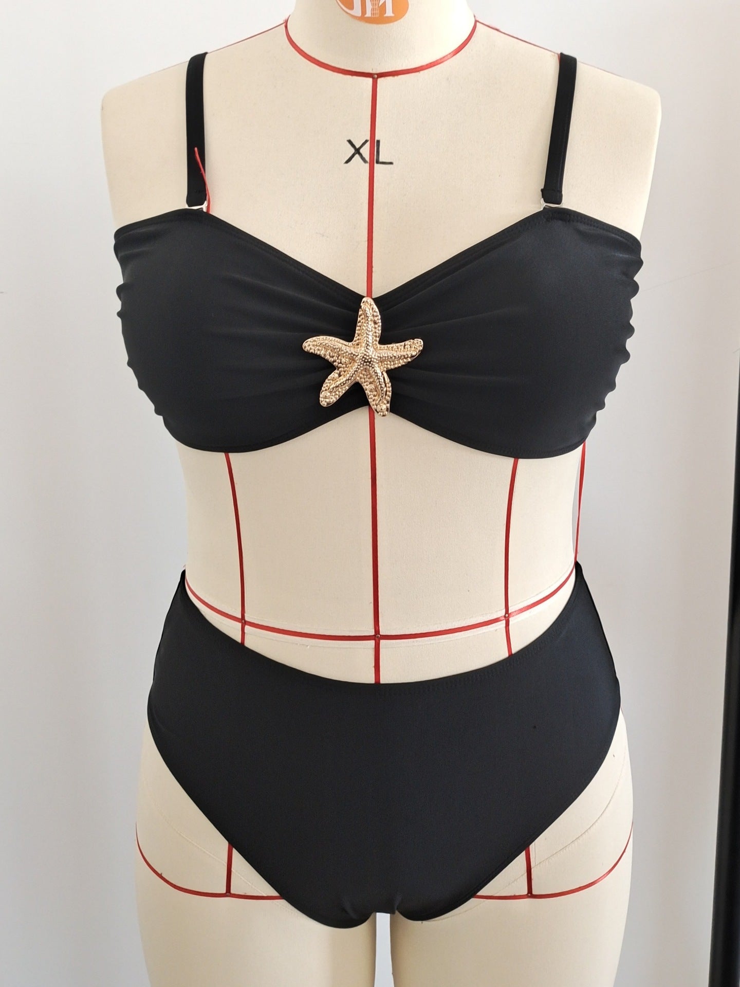Starfish Strappy Plus Size Black Bikini Set | Beach Swimwear