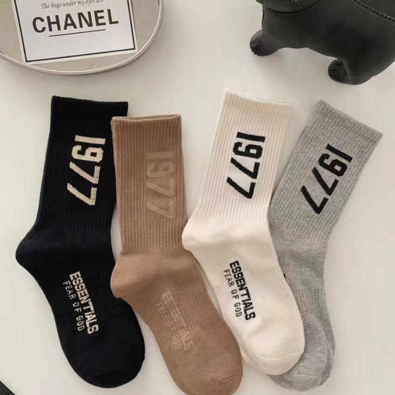 1977 Printed Cotton Crew Socks | Street Style Women Socks
