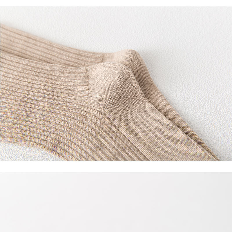 Ribbed Cotton Crew Socks for Women | Neutral Winter Slouch Socks