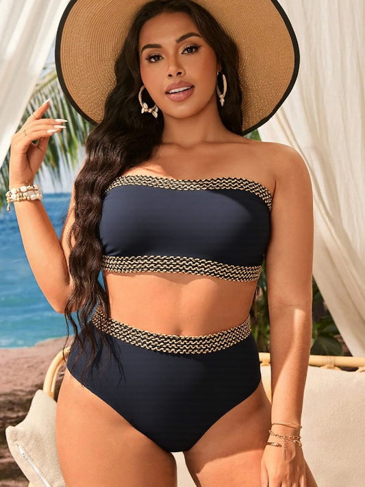 Plus Size Bandeau High-Waist Two-Piece Bikini | Women's Swimwear