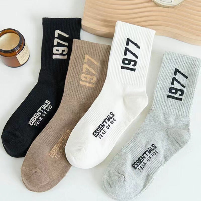 1977 Printed Cotton Crew Socks | Street Style Women Socks