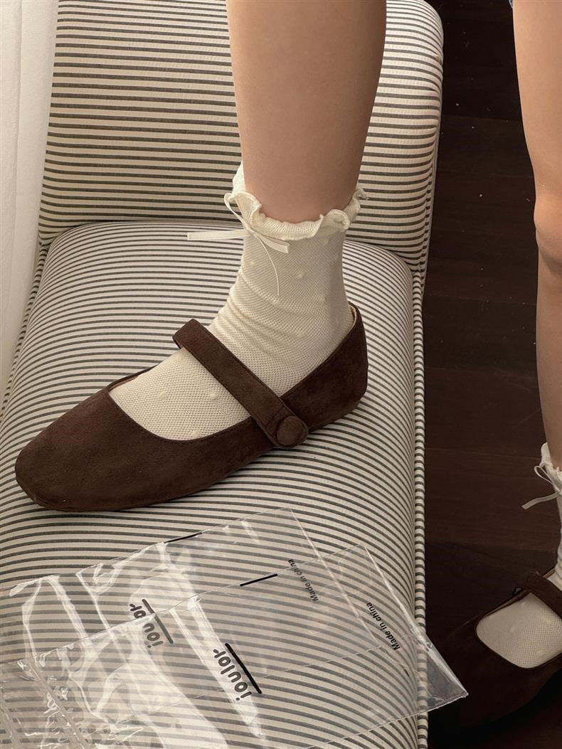 Ruffled Polka Dot Crew Socks for Women | Breathable Bow Socks