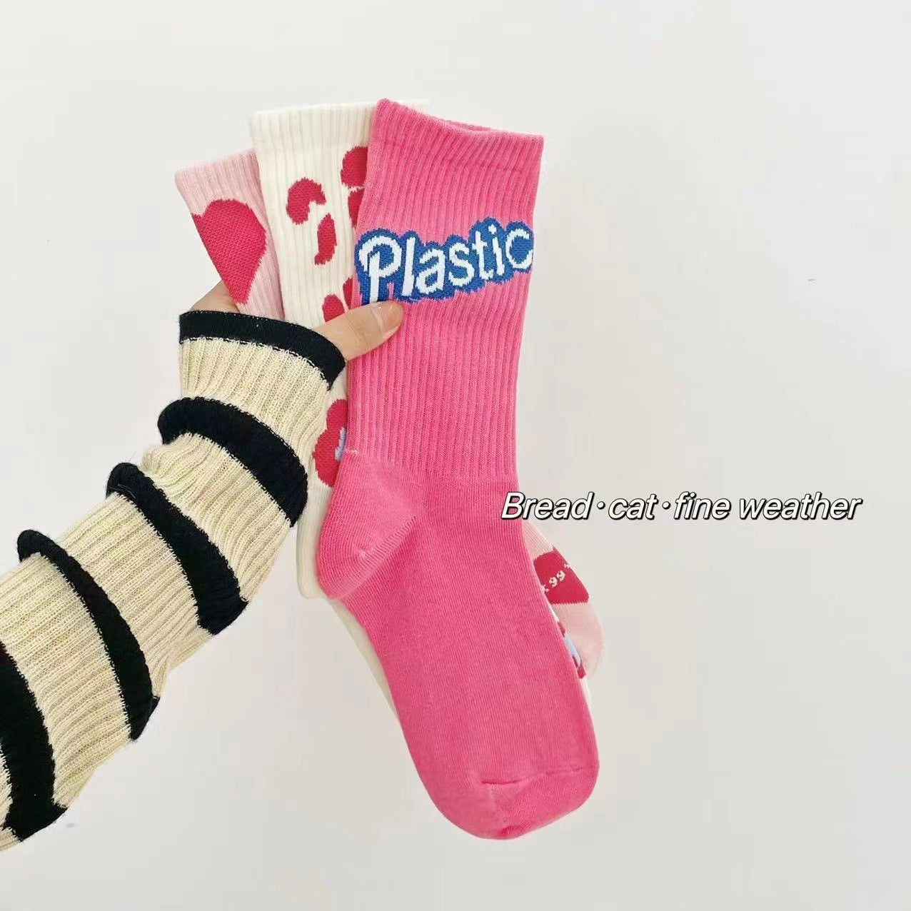 Cute Patterned Pink Crew Socks for Women | Trendy Casual Socks