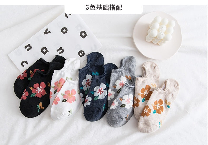 Floral No-Show Socks for Women | Soft Cotton Low Cut Socks