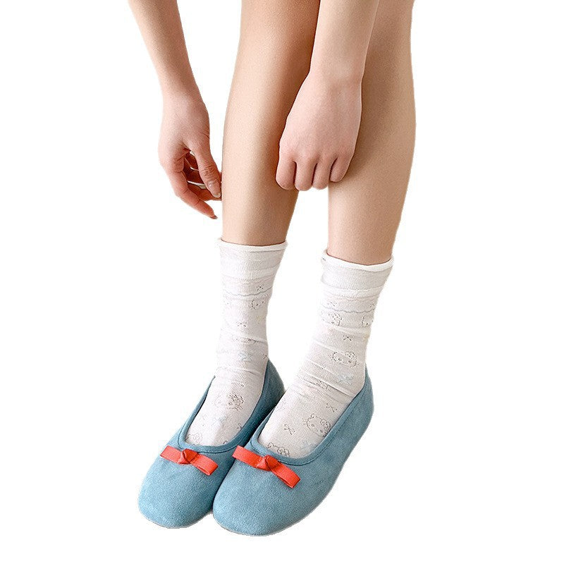 Cute Cotton Crew Socks for Women | Breathable Summer Mid-Calf Socks