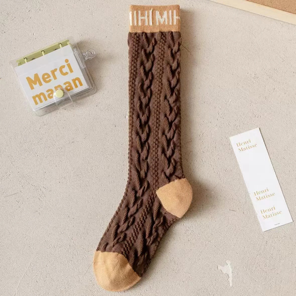 Cable Knit Knee High Socks for Women | Vintage Patterned Socks