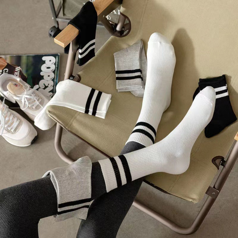 Striped Athletic Crew Socks | Moisture-Wicking Running Socks for Women