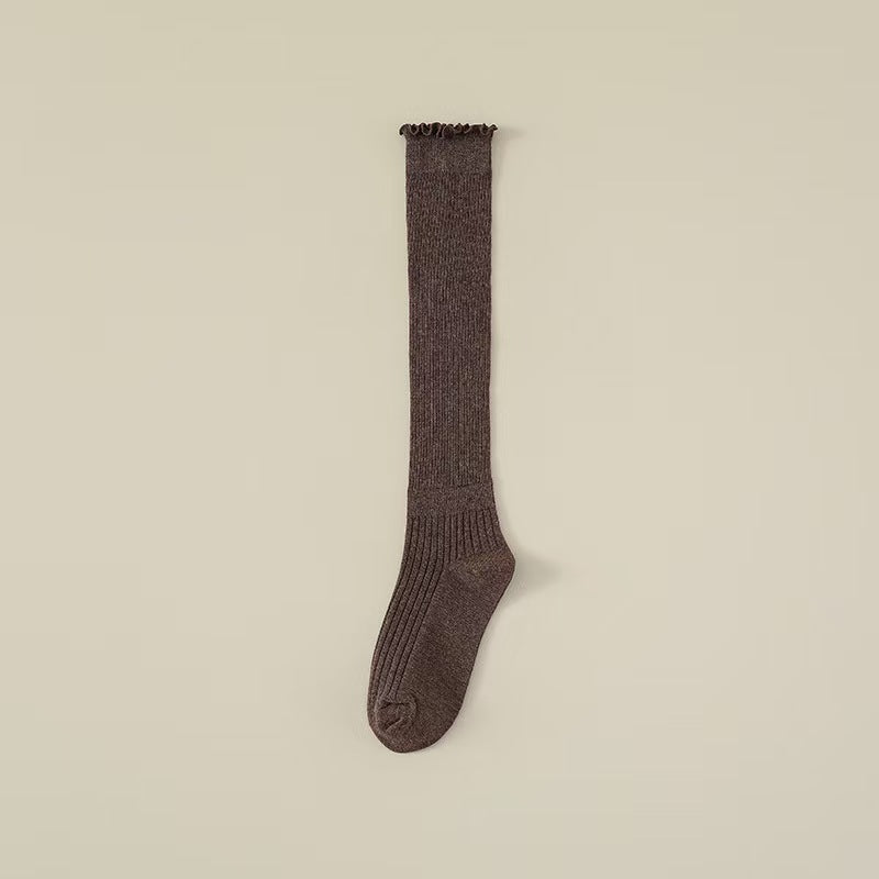 Ruffled Slouch Crew Socks | Women's Mid-Calf Cotton Socks