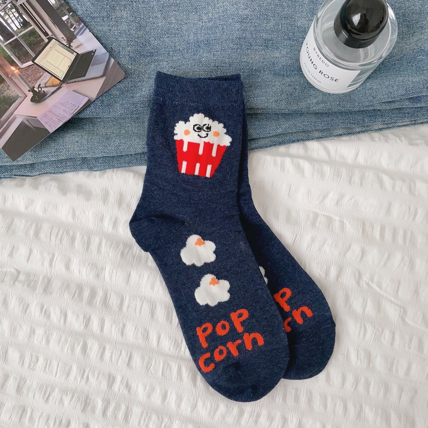 Cute Novelty Crew Socks | Fun Food Print Socks for Women