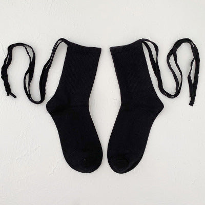 Crisscross Strappy Crew Socks | Trendy Cotton Socks for Women