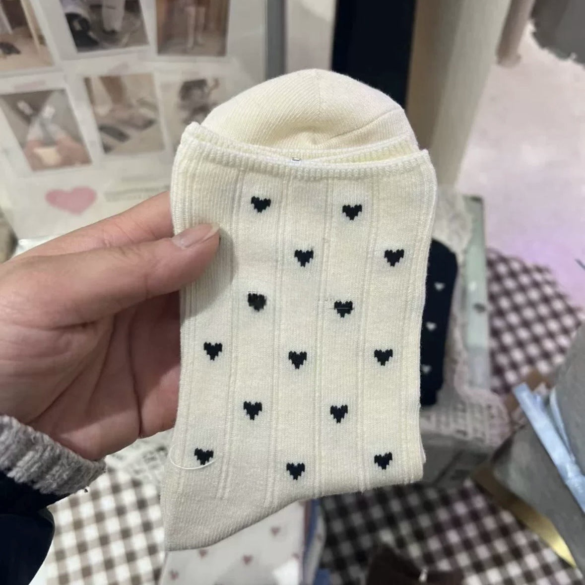Cute Heart Print Ankle Socks for Women | Soft Cotton Everyday Socks