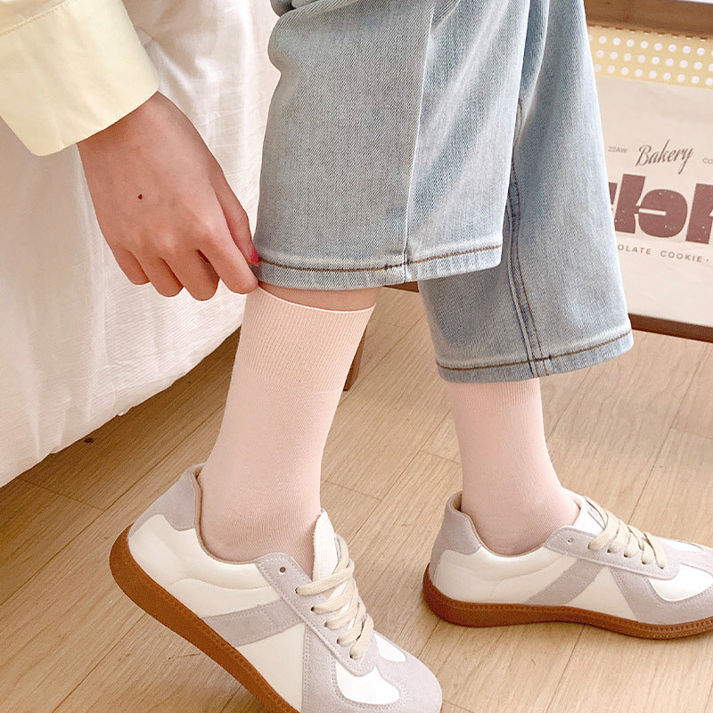 Seamless Cotton Crew Socks for Women | Loose Top Everyday Socks