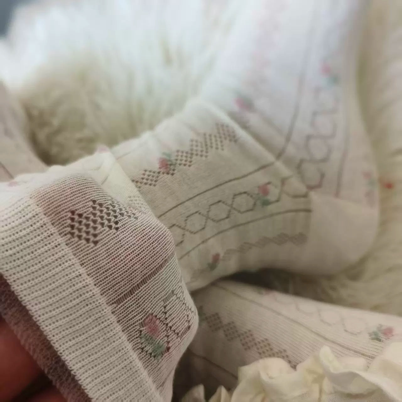 Floral Mesh Cotton Crew Socks for Women | Breathable Spring Summer