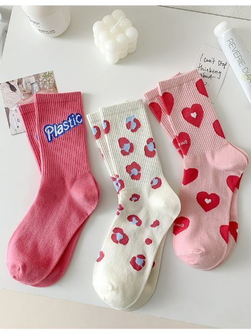 Trendy Patterned Cotton Crew Socks for Women | Cute Casual Socks