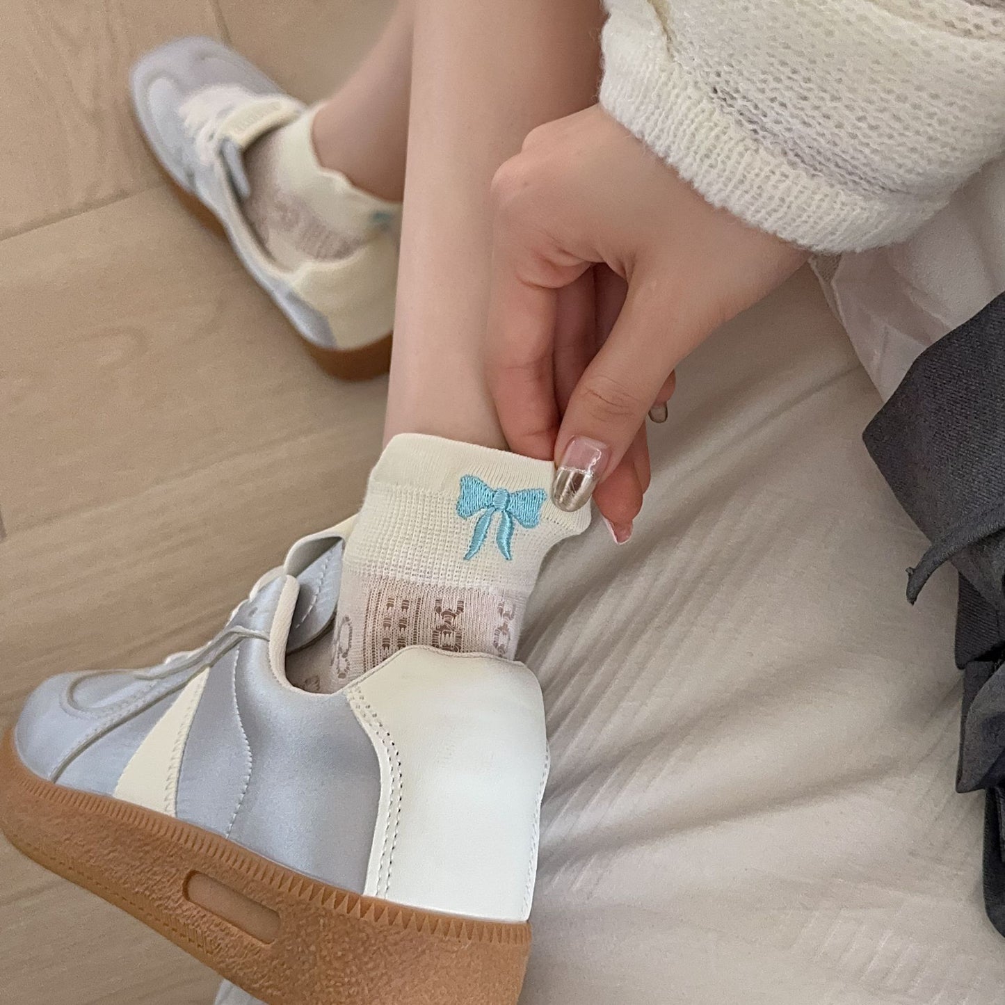 Embroidered Bow Ankle Socks | Thin Breathable Summer Socks