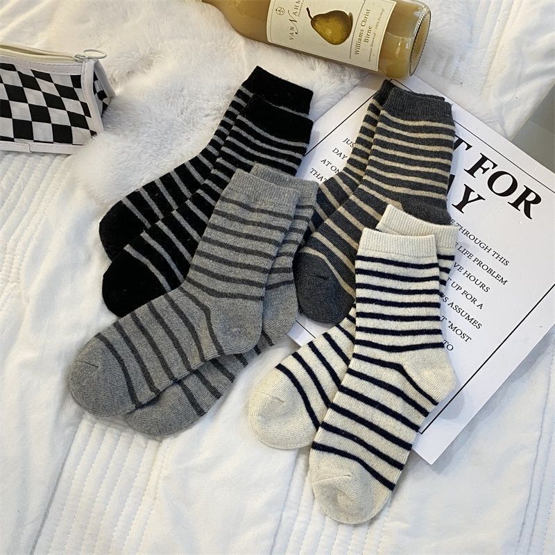Cozy Striped Crew Socks for Women | Thick Warm Winter Socks