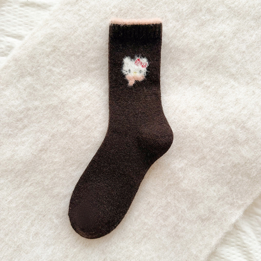 Cute Cozy Wool Crew Socks | Warm Winter Fuzzy Socks for Women