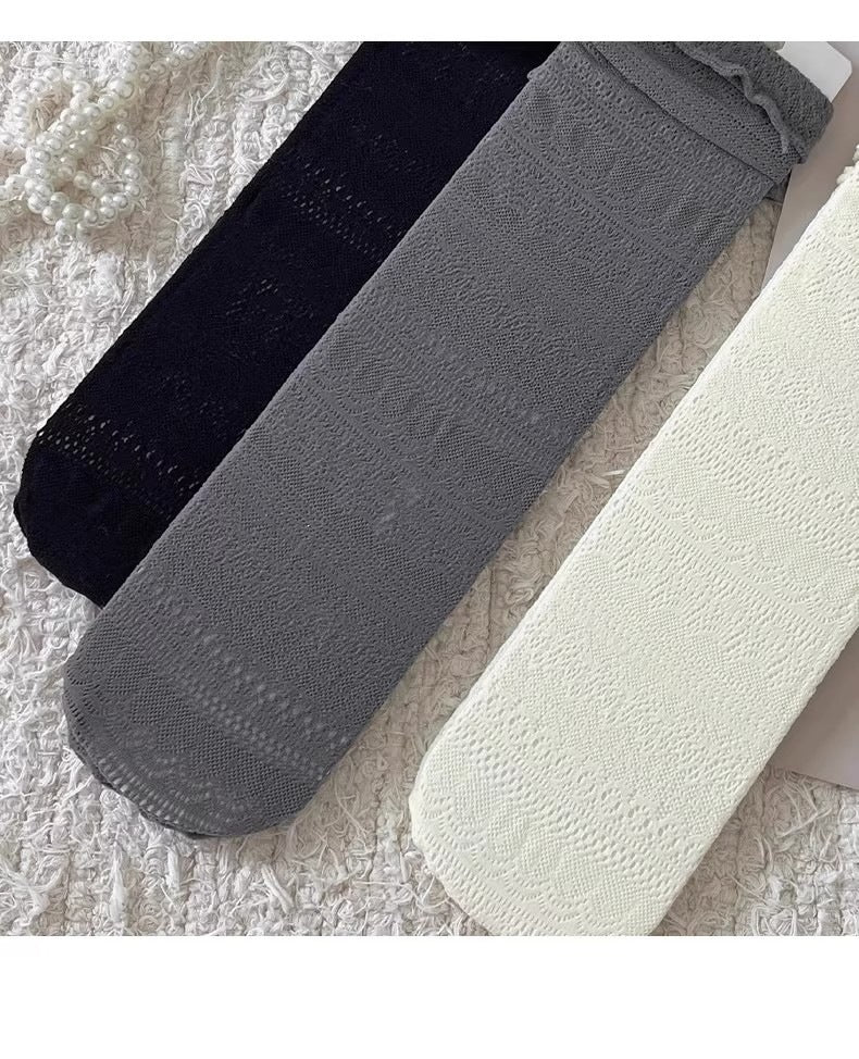 Lace Slouch Crew Socks | Breathable Mesh Ballet Socks for Women