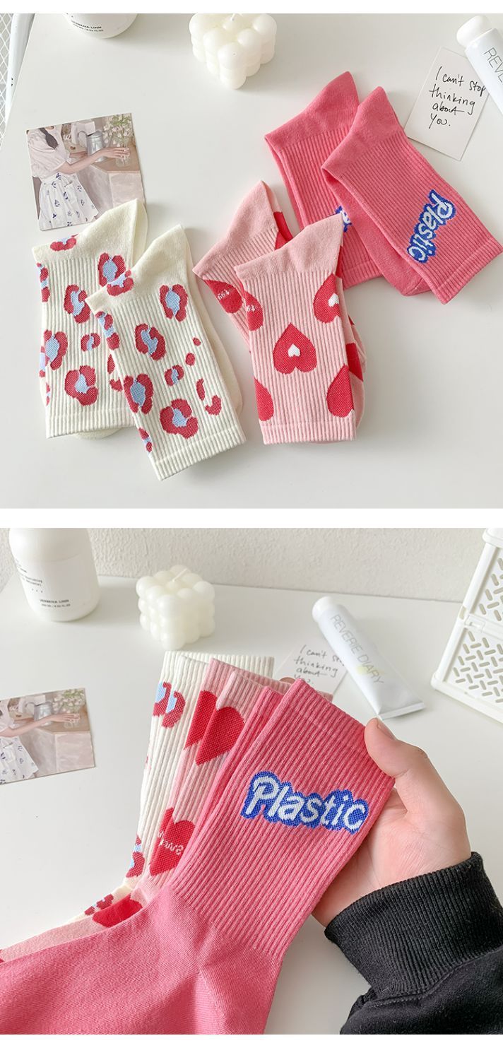 Trendy Patterned Cotton Crew Socks for Women | Cute Casual Socks