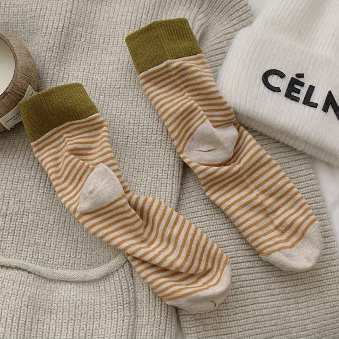 Women's Colorblock Striped Slouch Crew Socks | Casual Cotton Socks