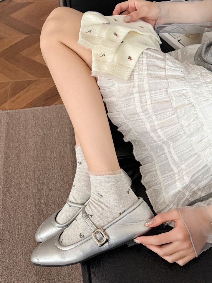 Vintage Floral Lace Ankle Socks for Women | Breathable Spring Summer Socks