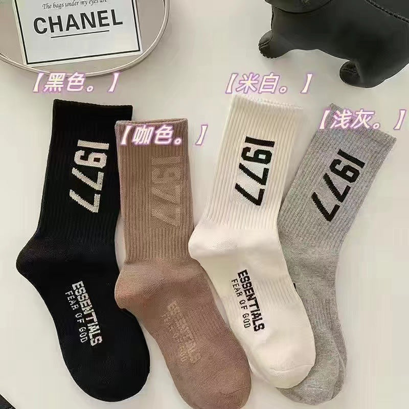 1977 Printed Cotton Crew Socks | Street Style Women Socks