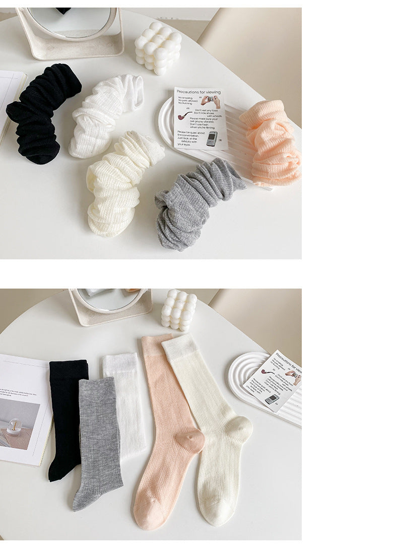 Thin Cotton Calf Socks | Breathable Solid Summer Socks for Women