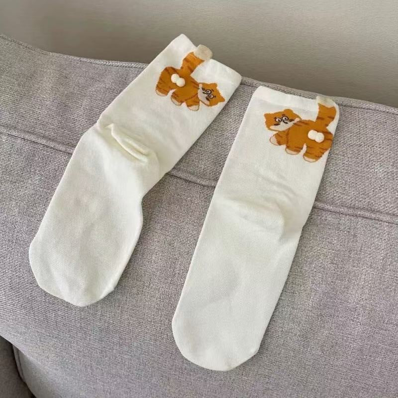 Funny 3D Cat Novelty Crew Socks for Women | Soft Cotton Cute Socks