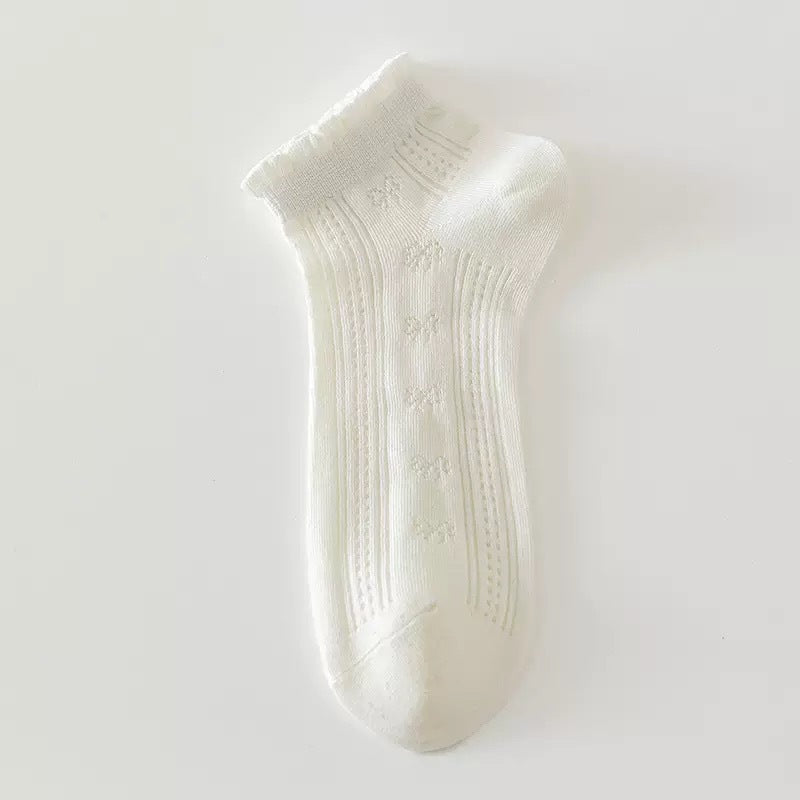 Feminine Bow Ankle Socks | Combed Cotton Women's Socks