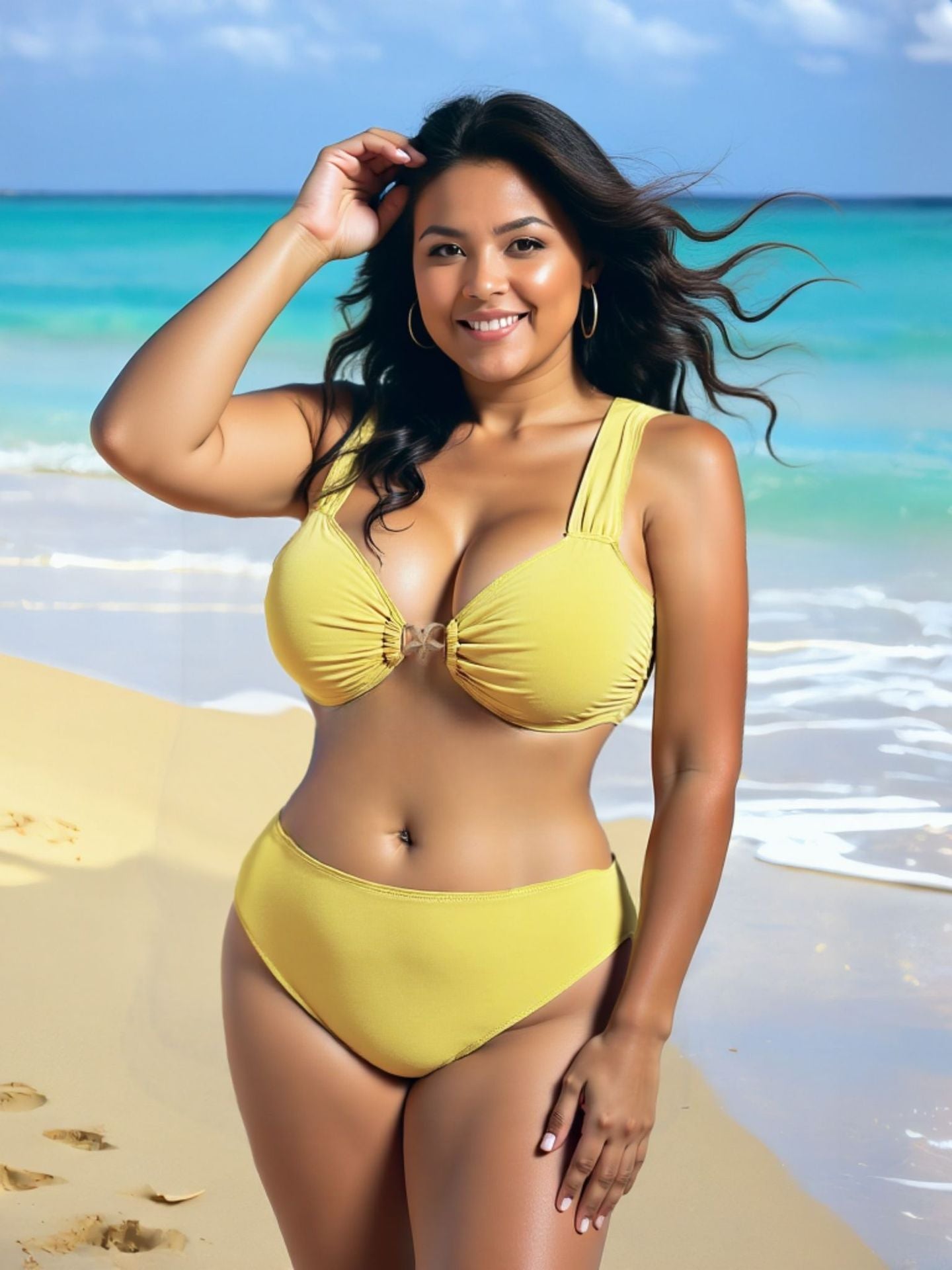 High-Waisted Lemon Yellow Plus Size Bikini | Women's Swimwear