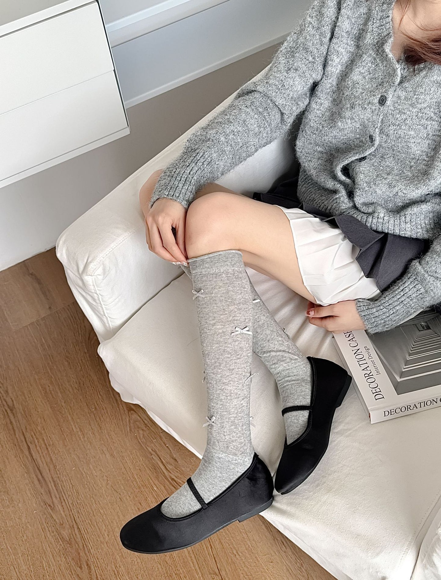 Bow Accent Slouch Socks | Thin Summer Calf Socks for Women