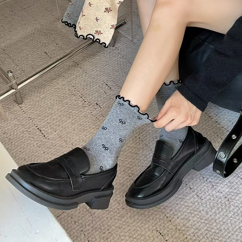 Vintage Ruffled Crew Socks | Cute Patterned Women's Everyday Socks