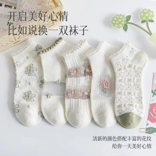 Floral Ankle Socks for Women | Breathable Summer Low Cut Socks