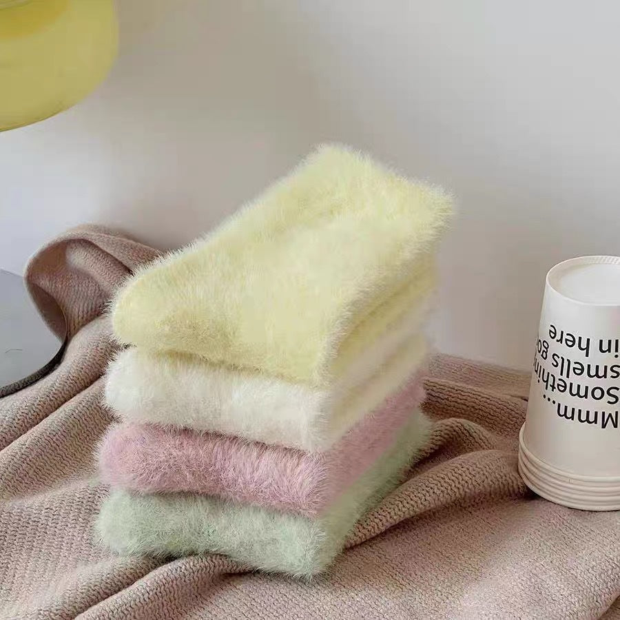 Women's Fuzzy Cozy Crew Socks | Warm Plush Winter Lounge Socks