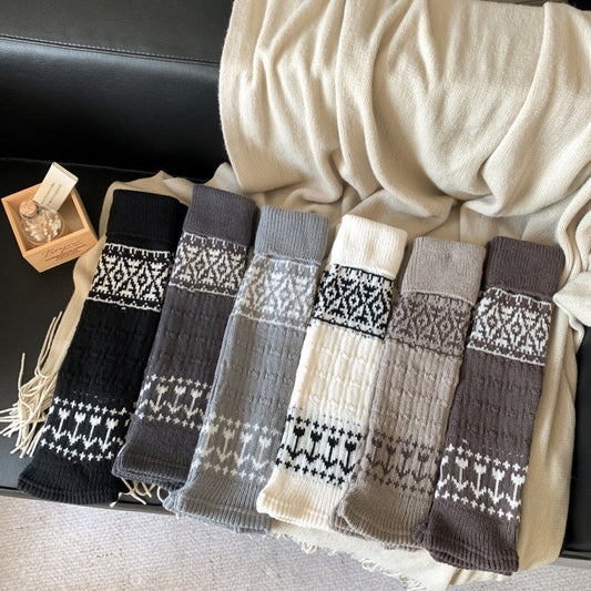 Fair Isle Knit Slouch Leg Warmers | Cozy Socks for Women