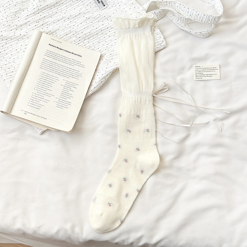 Cotton Floral Ballet Crew Socks | Breathable Socks for Women