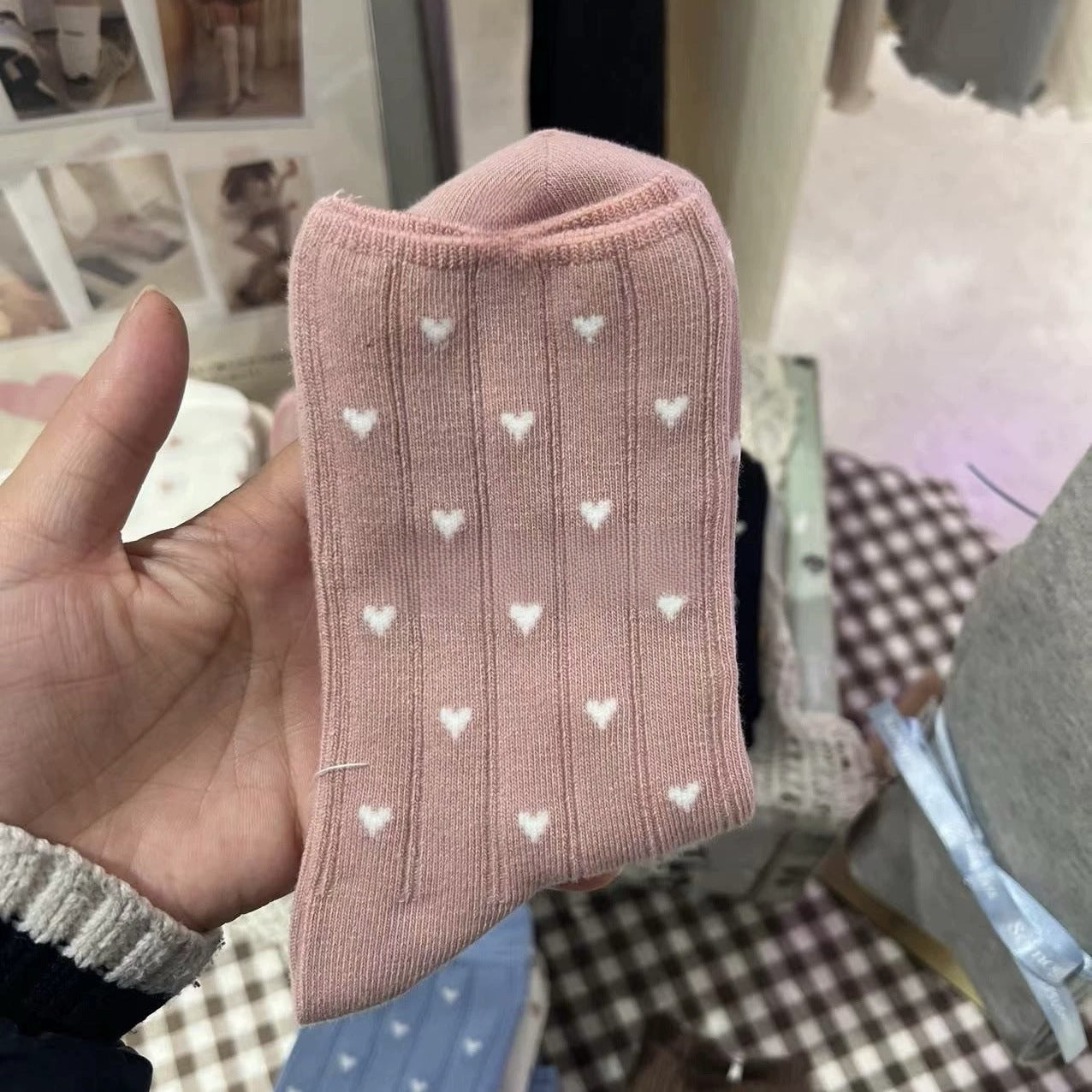 Cute Heart Print Ankle Socks for Women | Soft Cotton Everyday Socks