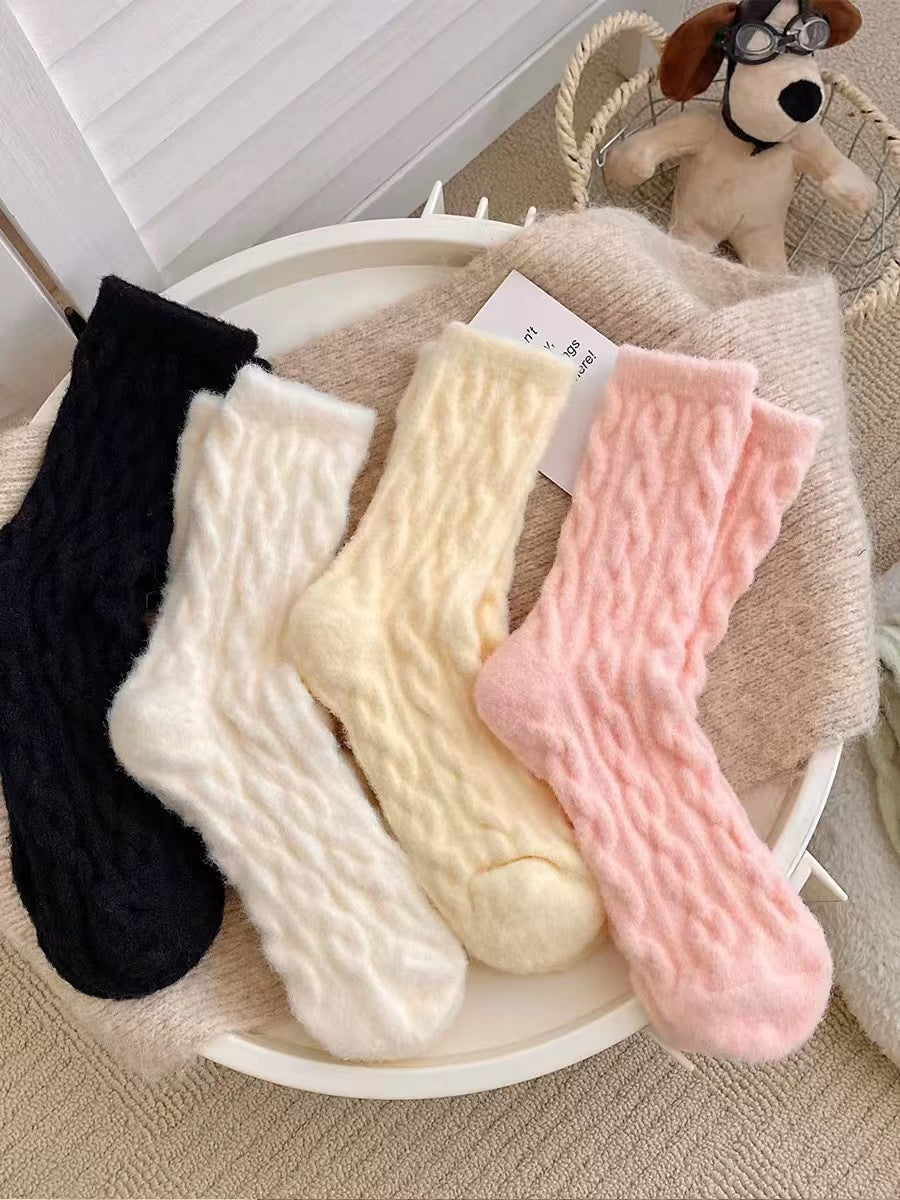 Cozy Fuzzy Crew Socks for Women | Warm Thick Winter Lounge