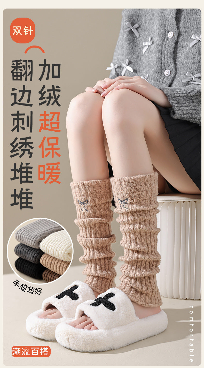 Cozy Bow Slouch Calf Socks | Warm Winter Leg Warmers for Women