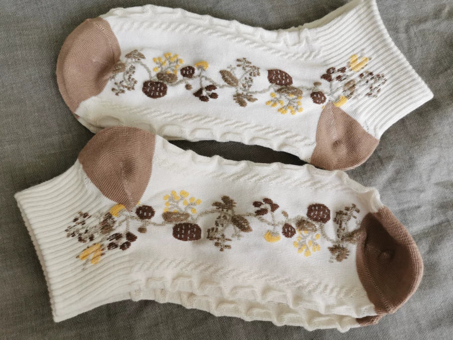 Cute Floral Ankle Socks for Women | Breathable Spring Summer Socks