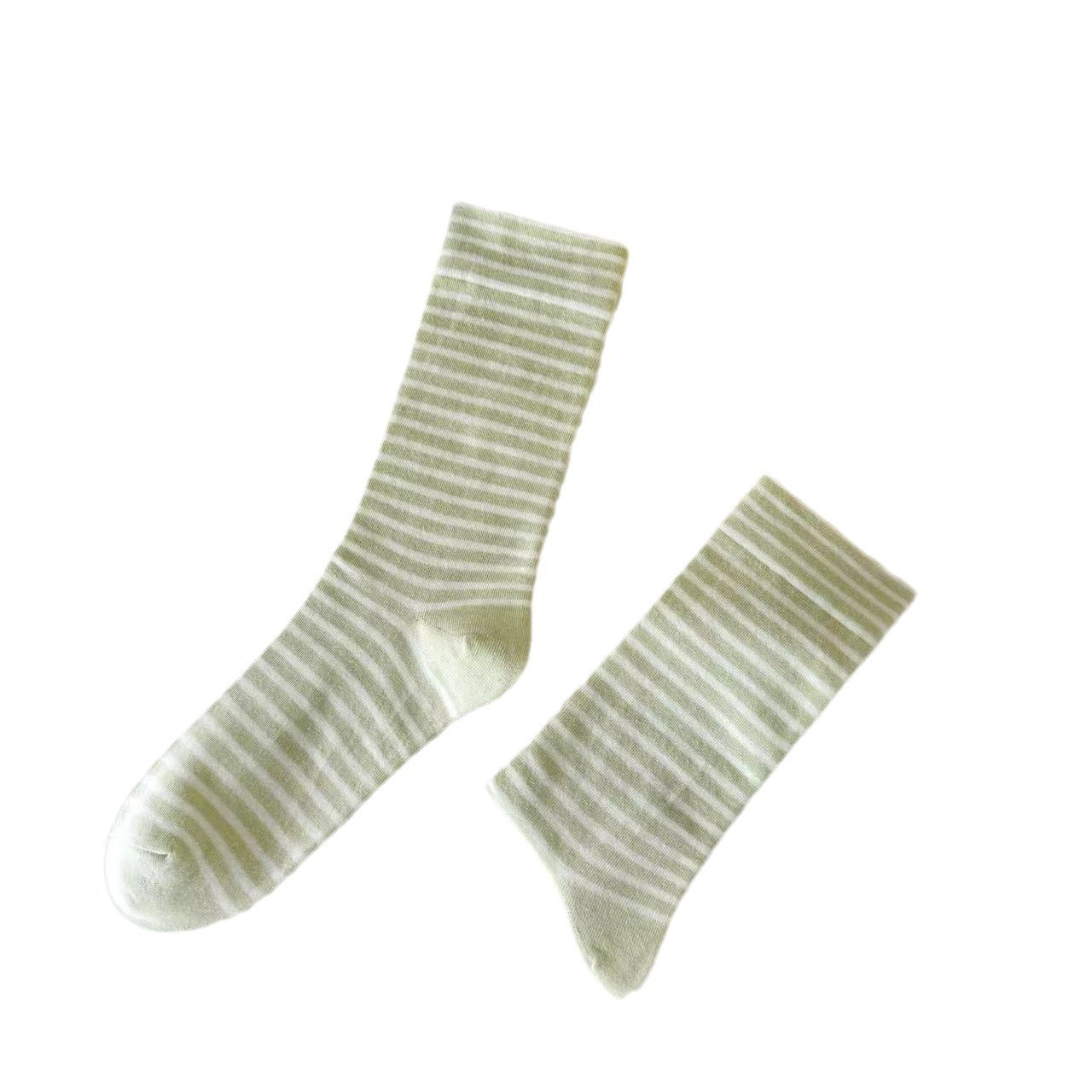 Soft Striped Cotton Crew Socks for Women | Loose Top Comfort