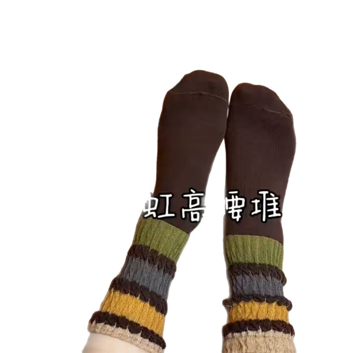Vintage Striped Cozy Slouch Crew Socks | Loose No-Bind For Women